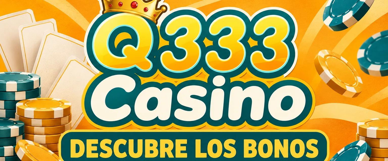 Kit de bienvenida de Q333 Casino con las cifras 888, 3,888 y 8,888 pesos sobre fondo teal